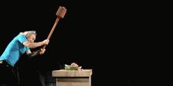 Angry Old Man Smash Watermelon GIF
