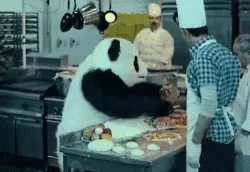 Angry Panda Pouring Melted Chocolates GIF