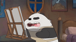 Angry Panda Throwing Painting Frame GIF