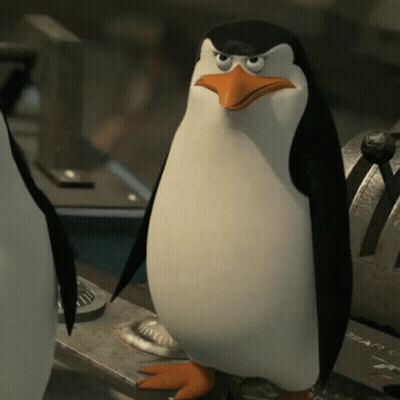 Angry Penguin Standing Next To Another Penguin GIF