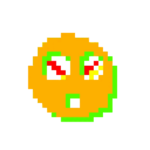 Angry Pixel Art Face With Colorful Crossed Eyes Sticker