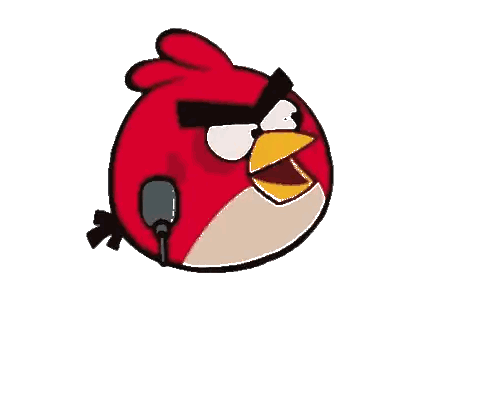 Angry Red Bird Holding Microphone Sticker