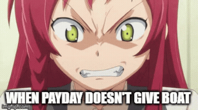 Angry Red-Haired Green-Eyed Girl Payday Doesn't Give Boat GIF