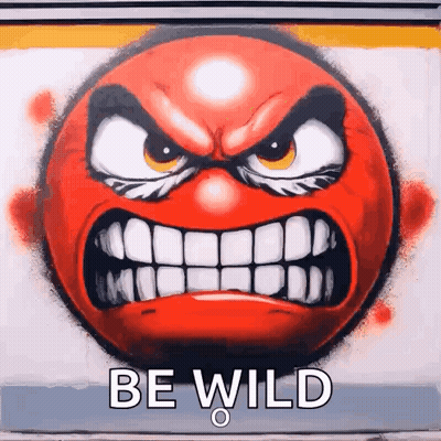 Angry Red Smiley Saying Be Wild GIF