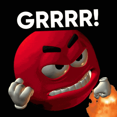 Angry Red Smiley Saying Grrr GIF