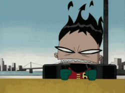 Angry Robin Grinding His Teeth GIF