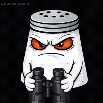 Angry Salt Shaker Holding Binoculars GIF