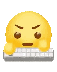 Angry Smiley Lying On Keyboard Sticker