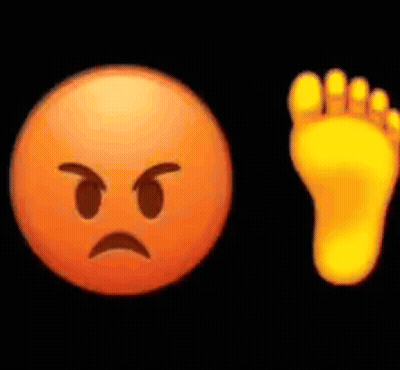 Angry Smiley Next To Yellow Foot GIF