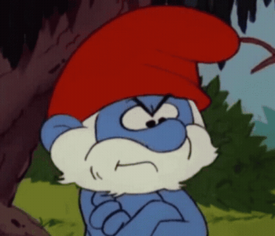 Angry Smurf With Red Hat And White Beard GIF