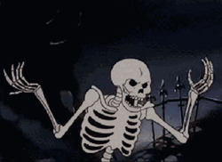 Angry Spooky Skeleton Throwing Skull GIF