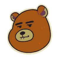 Angry Teddy Bear Face Sticker
