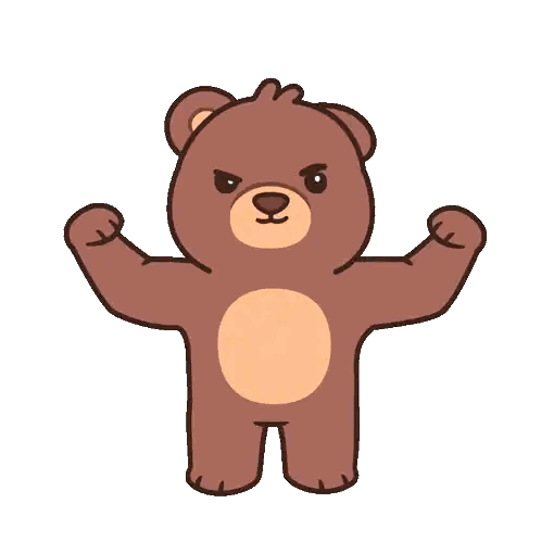 Angry Teddy Bear Flexing Muscles Sticker