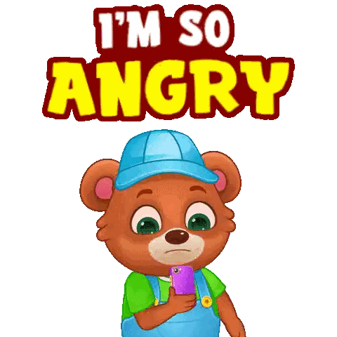 Angry Teddy Bear In Overalls And Blue Hat Sticker