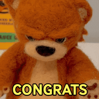 Angry Teddy Bear Saying Congrats GIF
