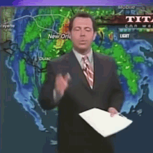 Angry Weather Reporter Throwing Paper