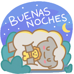Animated 'Buenas Noches Familia' GIF featuring a cozy family scene with soft lighting and gentle colors