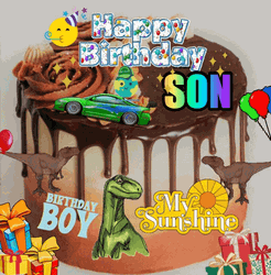 Animal Design Cake Happy Birthday GIF