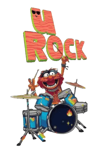 Animal Playing Drums U Rock Sticker