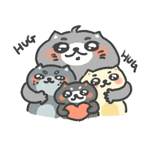 Animals Hugging With Hug Text Sticker