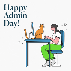 Animated Administrative Professionals Day Cat On Table GIF