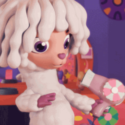 Animated Alpaca Blowing Dry His Fur Getting Ready GIF
