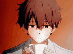 Animated Anime Boy With Coffee