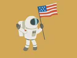 Animated Astronaut Man Holding Usa Flag GIF