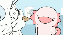 Animated Axolotl Meme Drinking Strong Water GIF