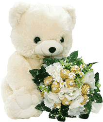 Animated Bear Holding Flowers GIF