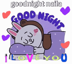 Animated Bear Kissing Naila Good Night GIF