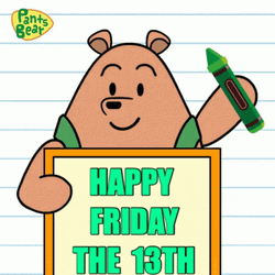 Animated Bear Sticker Holding Friday 13Th Banner GIF
