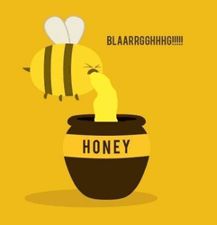 Animated Bee Puking Honey On A Jar GIF