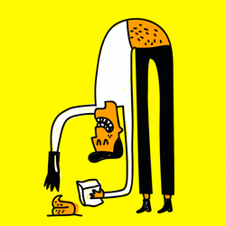 Animated Bent Man Pointing At Dog Poop GIF