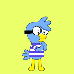 Animated Blue Bird Calculating GIF