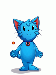 Animated Blue Cat Jumping That's A Bingo GIF