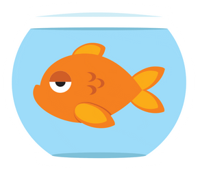 Animated Bored Goldfish In A Bowl GIF