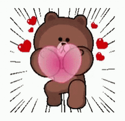 Animated Brown Bear Giving Hearts For You  GIF