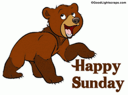 Animated Brown Bear Saying Happy Sunday GIF