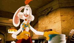 Animated Bunny Breaking Plates On Its Head GIF