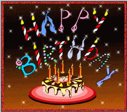 Animated Cake Happy Birthday Candle Greeting GIF
