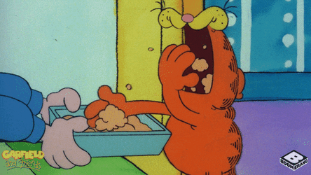 Animated Cat Garfield Hungry Eating Fast  GIF