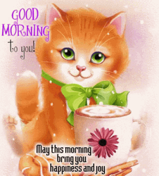 Animated Cat Happy Good Morning GIF