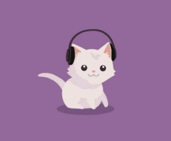 Animated Cat Listening Music