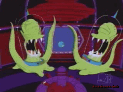 Animated Celebration Aliens Laughing  Simpsons GIF