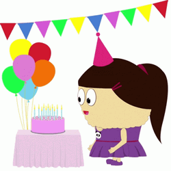 Animated Celebration Birthday Girl Blow Candles GIF
