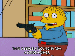 Animated Character Ralph Wiggum Pointing A Gun
