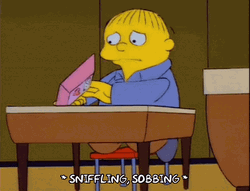 Animated Character Ralph Wiggum Sniffling And Sobbing GIF