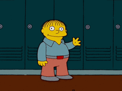Animated Character Ralph Wiggum Waving Hands GIF