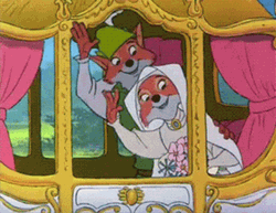 Animated Characters Lady Marian And Robinhood Marriage Waving GIF